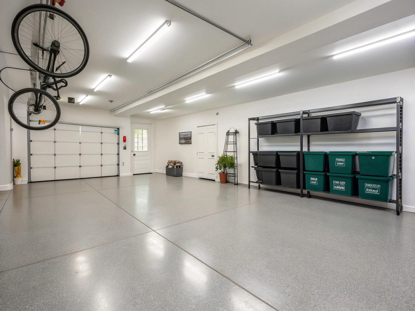 Spacious garage floor swept and thoroughly cleaned after junk removal