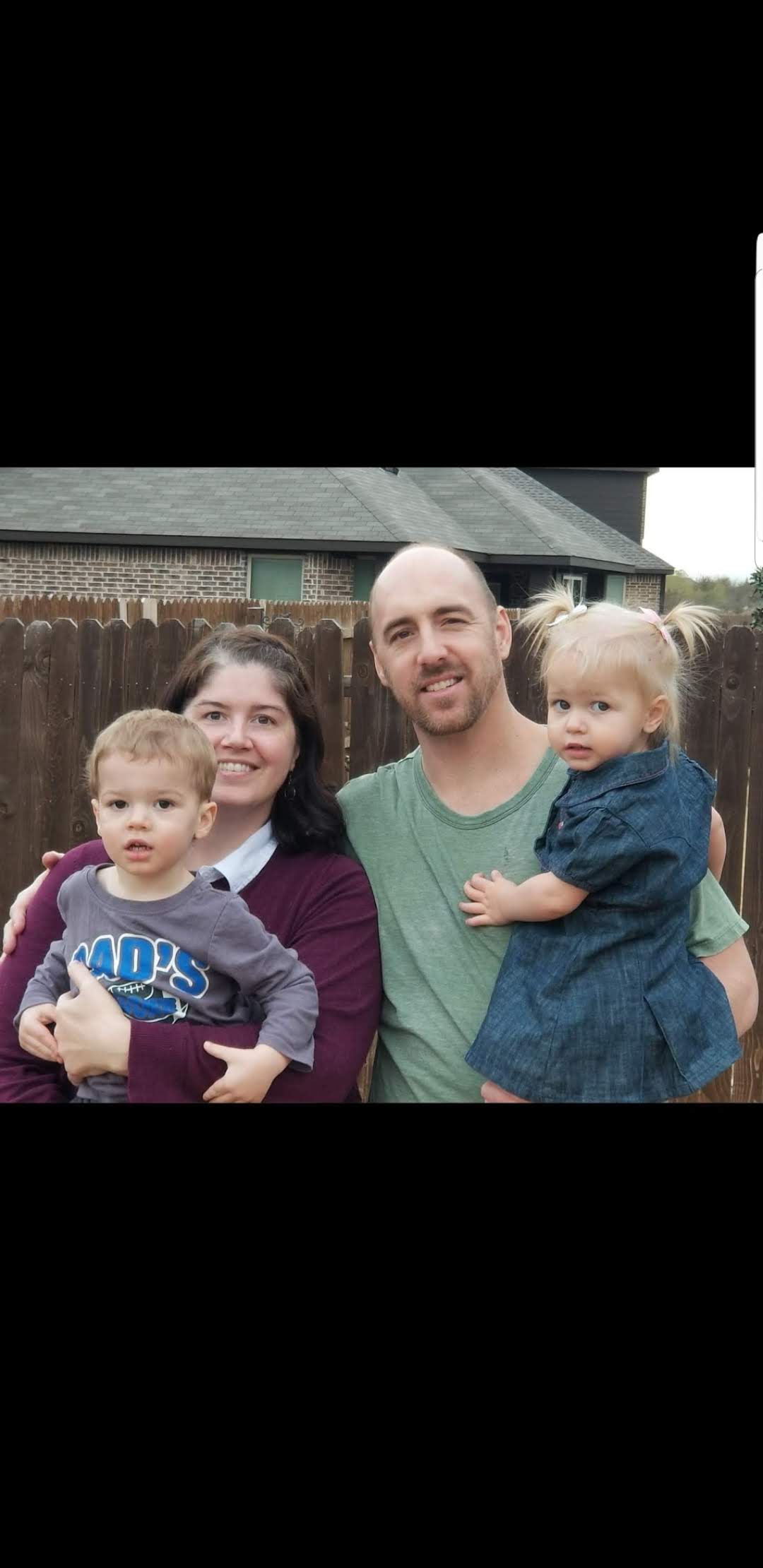 The Shiloh Junk Removal family — the owner, his wife, and their two children.