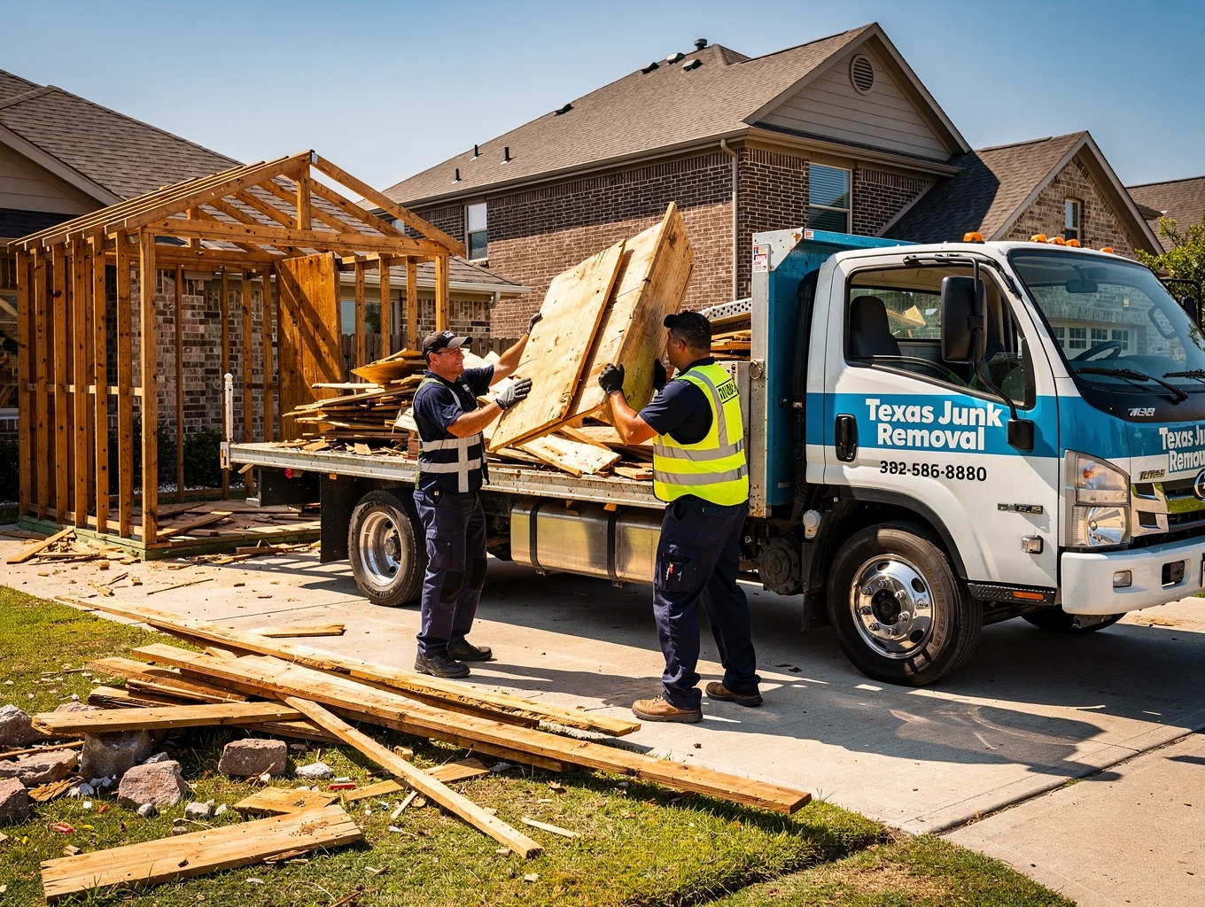 Light demolition and shed removal project in Parker County Texas